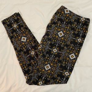 Lularoe TC leggings - black, gray and yellow